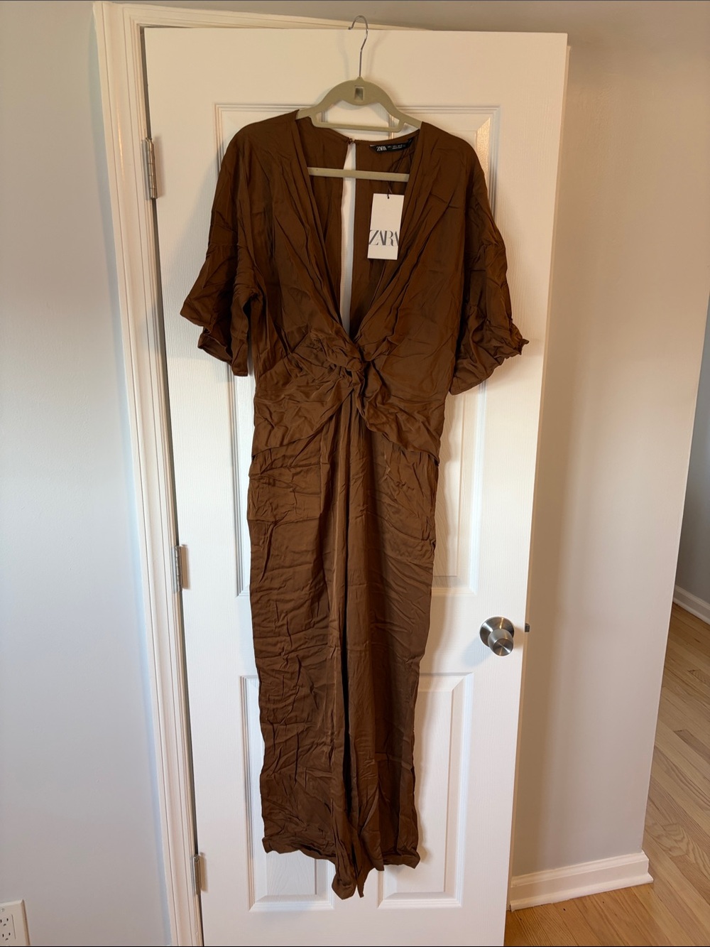 Zara Brown Knot-Front Maxi Dress
